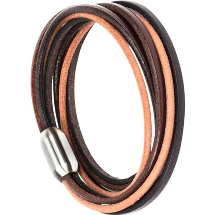 Simaru Designer Lederarmband – Wickelarmband aus pflanzlich gegerbtem Leder mit Edelstahl Magnetverschluss, braun, Größe L – Made in Germany – Bild 2