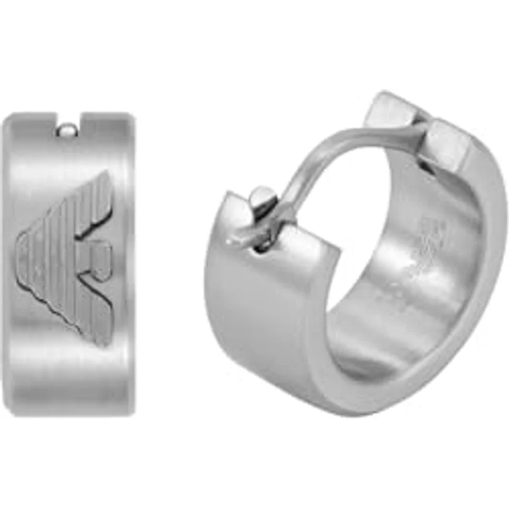 Emporio Armani Herren Edelstahl Ohrring EGS3165040, silberfarben, gebürstetes Finish, Creolenverschluss – Bild 3
