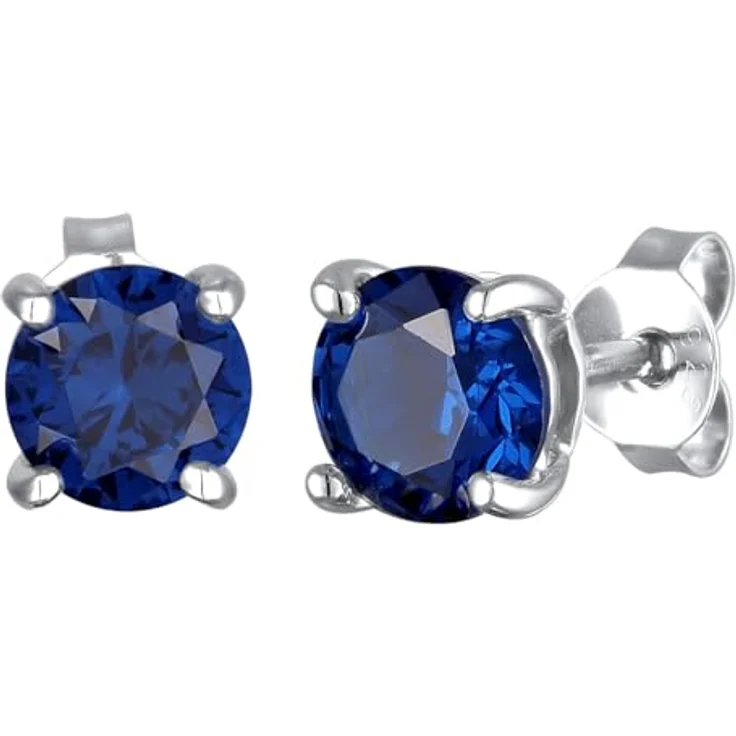 Kuzzoi Herren Ohrringe Ohrstecker Rund (6 mm) mit synthetischen blauen Saphir aus 925 Sterling Silber, zeitloser Ohrschmuck für Männer – Bild 1
