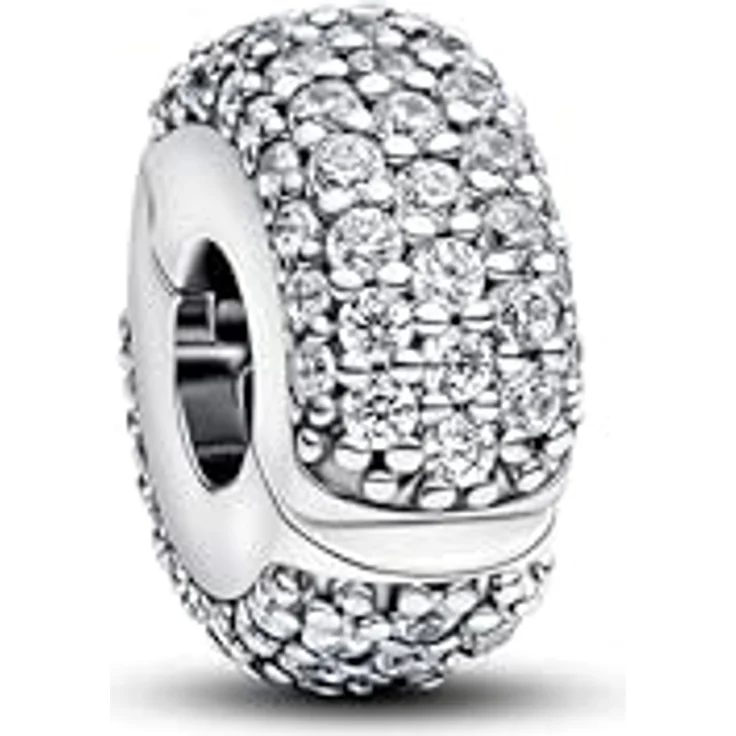 PANDORA Moments Pavé Clip-Charm aus Sterling Silber mit Zirkonia und Silikonkern, für Armbänder und Halsketten, Kompatibel mit Pandora Moments, 794032C01 – Bild 1