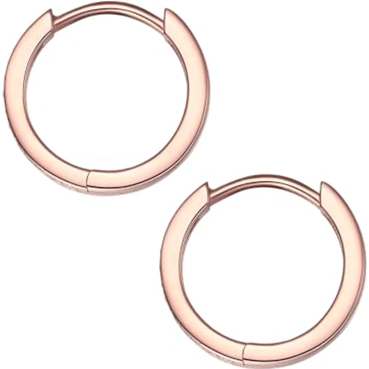 Rafaela Donata Damen Creolen, 925 Sterling Silber rosévergoldet mit Zirkonia, Klappcreolen, Durchmesser 15 mm, klassisch – Bild 2