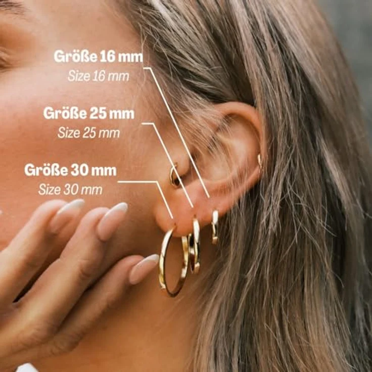 Mary & Jules Kreolen Ohrringe Gold, 925 Sterling Silber vergoldet, kleine Klappcreolen aus recyceltem Silber für Damen und Mädchen, hautverträglich – Bild 5