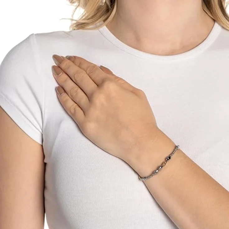 JEWELS BY LEONARDO Armband Veja, bicolorfarbenes Edelstahlarmband mit unregelmäßigen Nuggets in Gold und Silber, 18,5-21 cm, Geschenk für Frauen – Bild 3