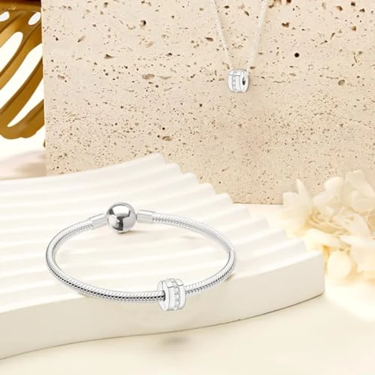 Ruaidhra Sterling Silber S925 Zirkon Charm Stopper & Beads, Rosa Glühwürmchen Blume für Damen, kompatibel mit Armbändern und Halsketten, hypoallergen – Bild 2
