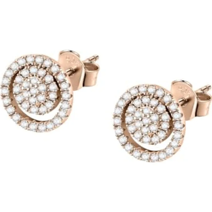 CHRIST Damen-Ohrstecker 925er Silber, recycelter Zirkonia, Roségold, One Size