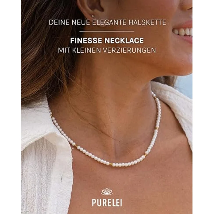 Purelei Finesse Kette Damen, Wasserfeste Halskette aus Edelstahl, 40-45 cm verstellbar, Gold – Bild 2