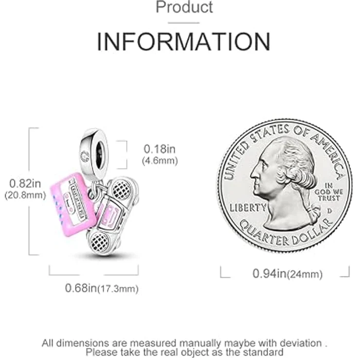 TINSLO Charm Anhänger Damen 925 Sterling Silber, kompatibel mit Pandora Armband und Halskette, Zirkonia-Steine – Bild 5