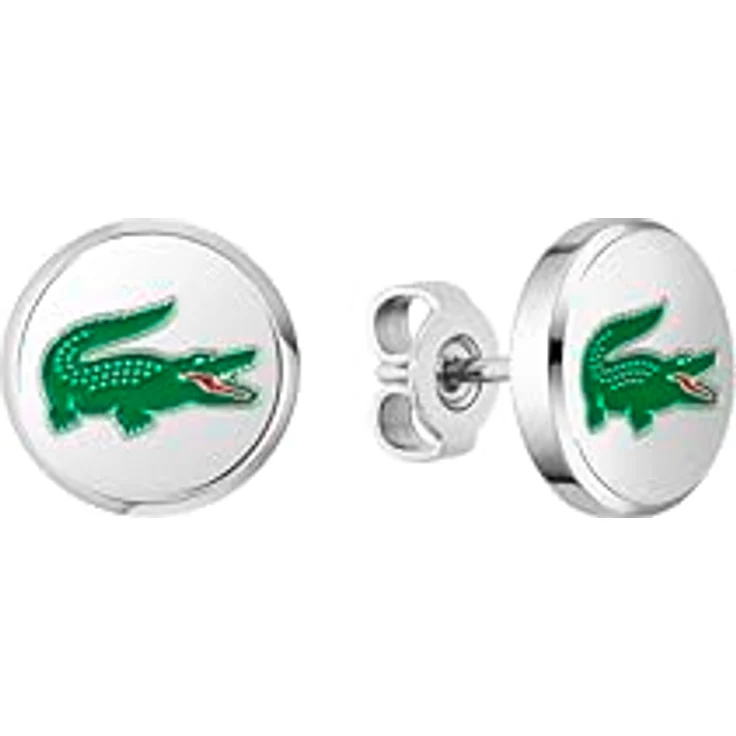 Lacoste Steckerohrringe Arthor, Edelstahl mit grünem Krokodil aus Emaille, 10,5 x 2,5 mm, mit Butterfly-Verschluss – Bild 1