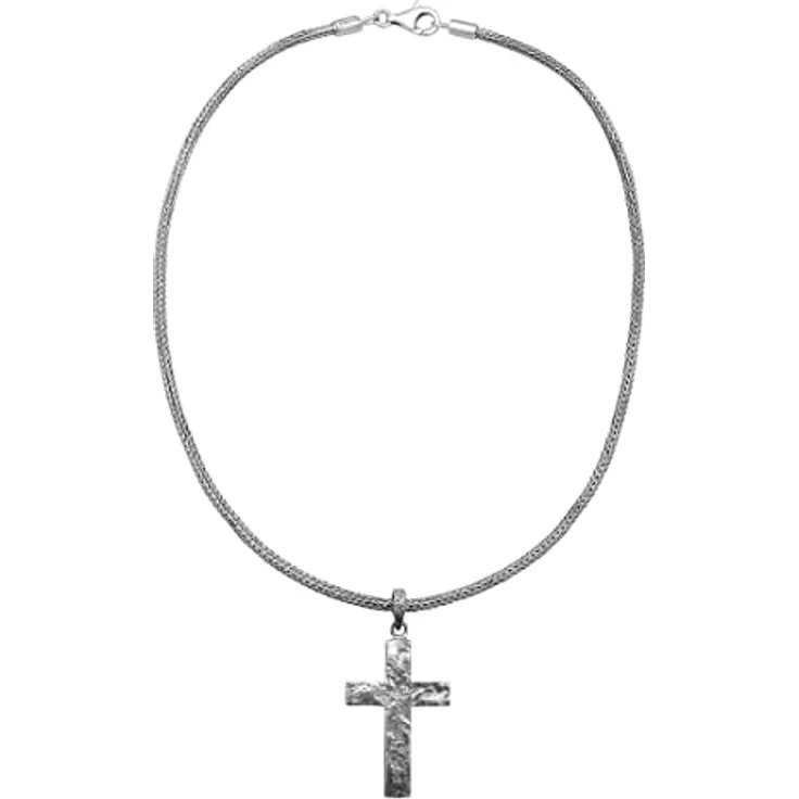 Kuzzoi Herren Silber-Halskette ZOI-018, 925er Sterling Silber oxidiert mit Kreuz-Anhänger, Länge 50cm, Königskette – Bild 3