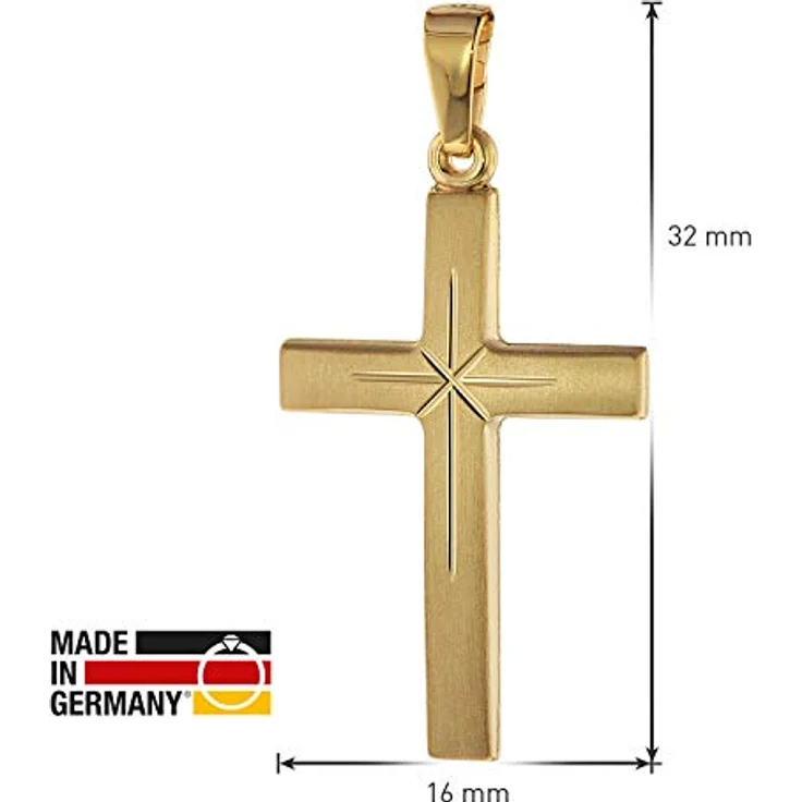 trendor Kreuz-Anhänger Gold 585 (14 Karat) 32 x 16 mm, eleganter Schmuck für Damen und Herren, Geschenkidee in Geschenk-Box, modischer Goldanhänger aus Echtgold 75281 – Bild 4