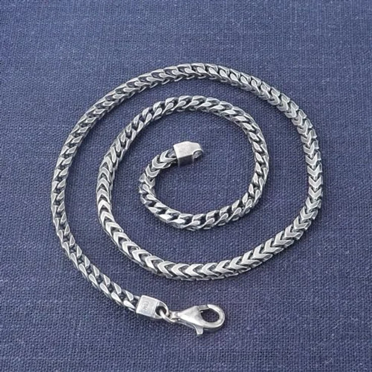 trendor Herren-Halskette 925 Silber Oxydiert Fuchsschwanzkette 4,3 mm, 50 cm, Made in Germany, mit Karabiner-Verschluss, inkl. Geschenkpackung und Mikrofaser-Pflegetuch – Bild 3