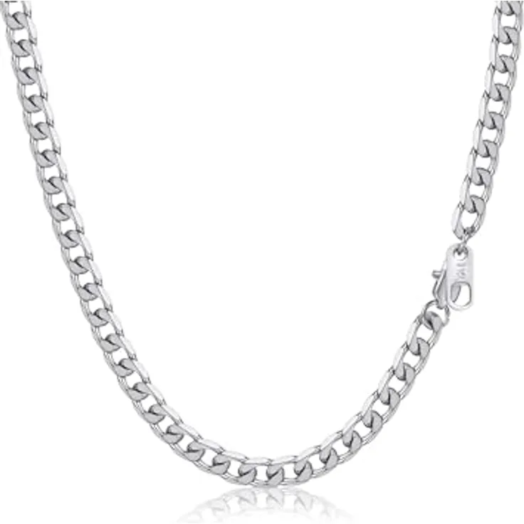 PROSTEEL Herren Panzerkette aus Edelstahl, 71 cm lang, 4 mm breit, silber, klassisches Miami Design, wasserdicht und hautfreundlich