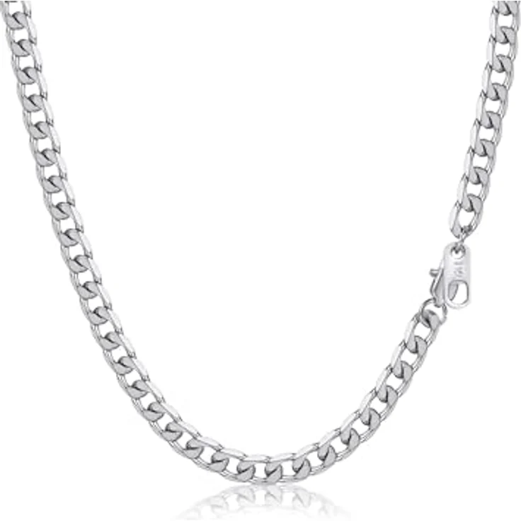 PROSTEEL Herren Panzerkette aus Edelstahl, 71 cm lang, 4 mm breit, silber, klassisches Miami Design, wasserdicht und hautfreundlich – Bild 1