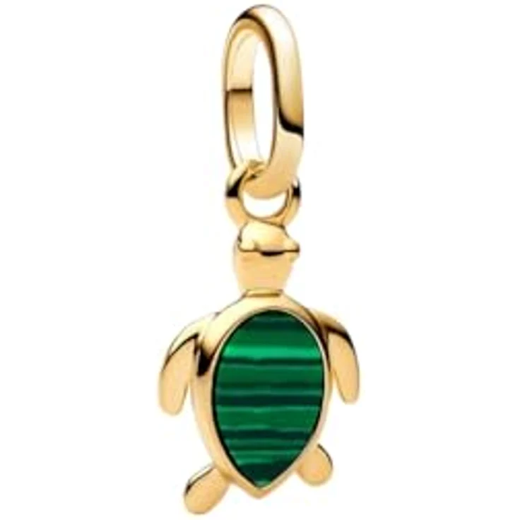 PANDORA ME Grüne Schildkröte Mini-Charm-Anhänger, mit Malachit und 14 Karat Vergoldetem Sterling Silber, kompatibel mit ME und Moments Kollektion, 763823C01 – Bild 2