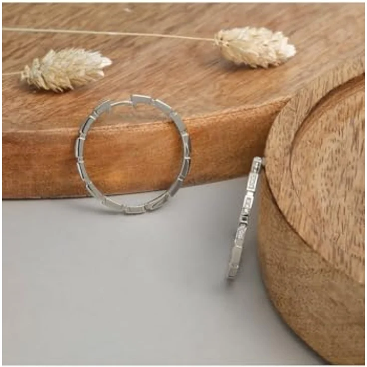 JETTE Creolen MOSAIC 88853709, Ohrringe aus 925er Silber mit weißen Zirkonia und Markenlogo – Bild 2