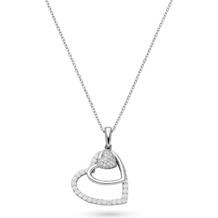 s.Oliver Damen Halskette, 925er Silber mit verschiedenen Herz Designs, 450 mm, Karabinerverschluss, elegant & zeitlos, perfekte Geschenkidee