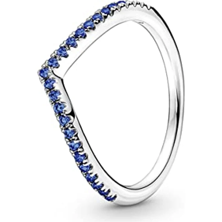 PANDORA Ring Timeless, Damenring aus Silber mit blauen Kristallen, Größe 58 – Bild 1
