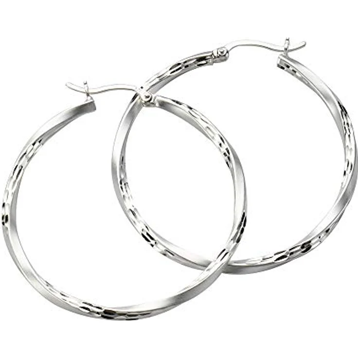 Celesta Damen Creolen 925/- Sterling Silber, 4,0cm Durchmesser, diamantiert, anlaufgeschützt, Klappverschluss – Bild 1