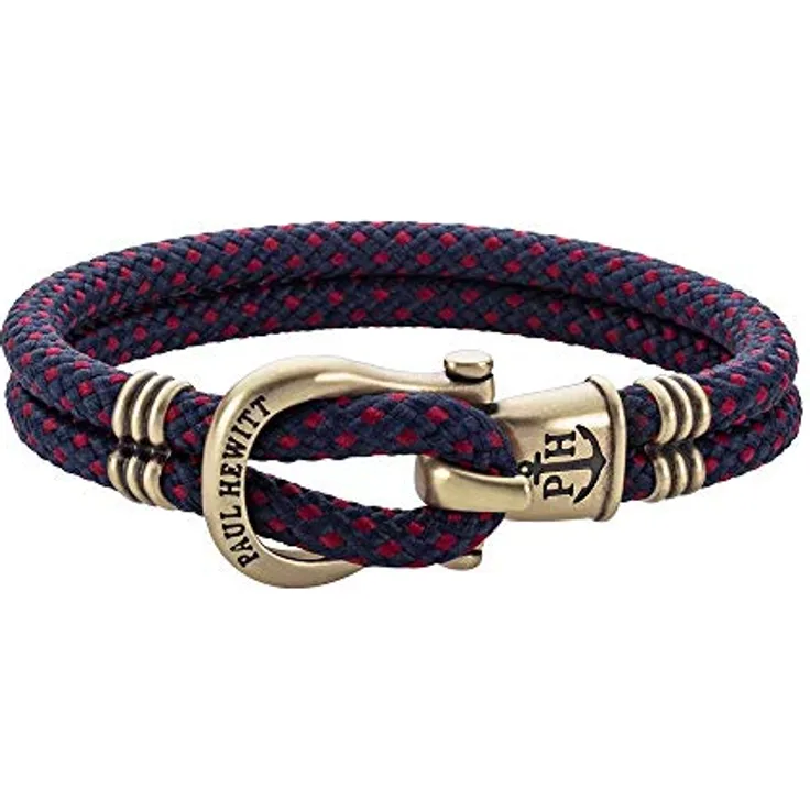 PAUL HEWITT PHINITY Herren-Armband, maritim, geflochtenes Nylon, marineblau und rot, Größen M bis XXL