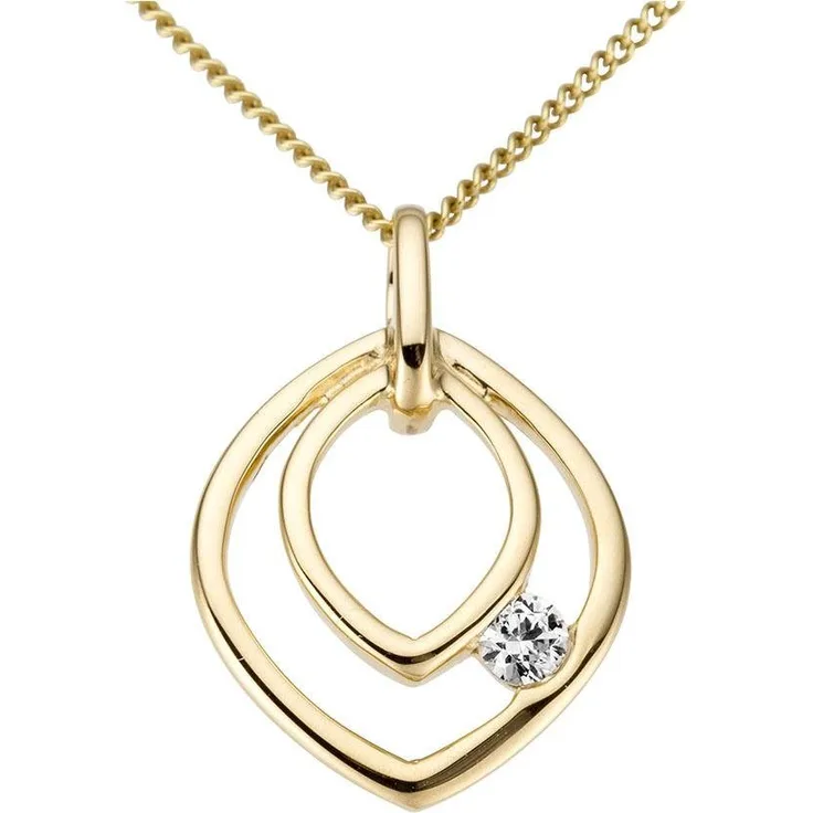 Firetti Kettenanhänger Oval, Gold 333 Schmuck mit funkelndem Zirkonia (synth) für Halskette