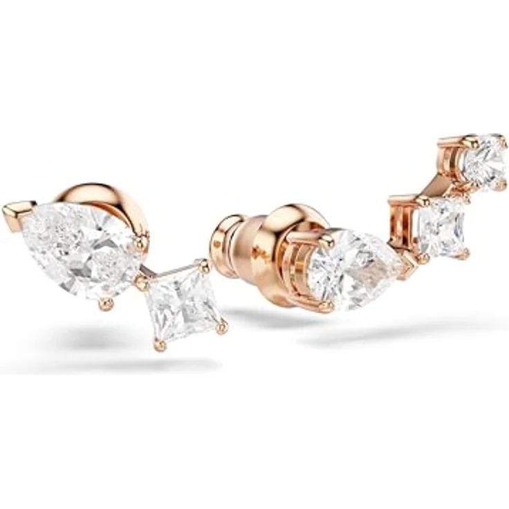 Swarovski Mesmera Ohrstecker, Rosé Vergoldete Ohrringe mit Strahlenden Swarovski Kristallen, asymmetrisches Design für elegante Looks – Bild 3