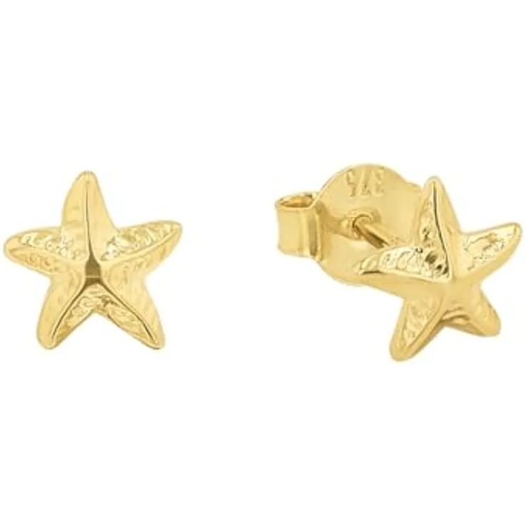 Amor Ohrstecker Seestern für Mädchen, 0,5 cm, in Gold, inkl. Schmuck Geschenk Box, Modell 2013371