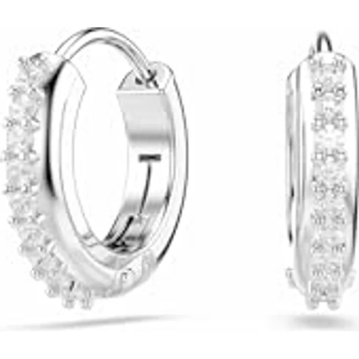 Swarovski Creolen Matrix 5690670, Metall-Creolen mit Swarovski-Kristall in strahlendem Weiß, 1 cm Länge