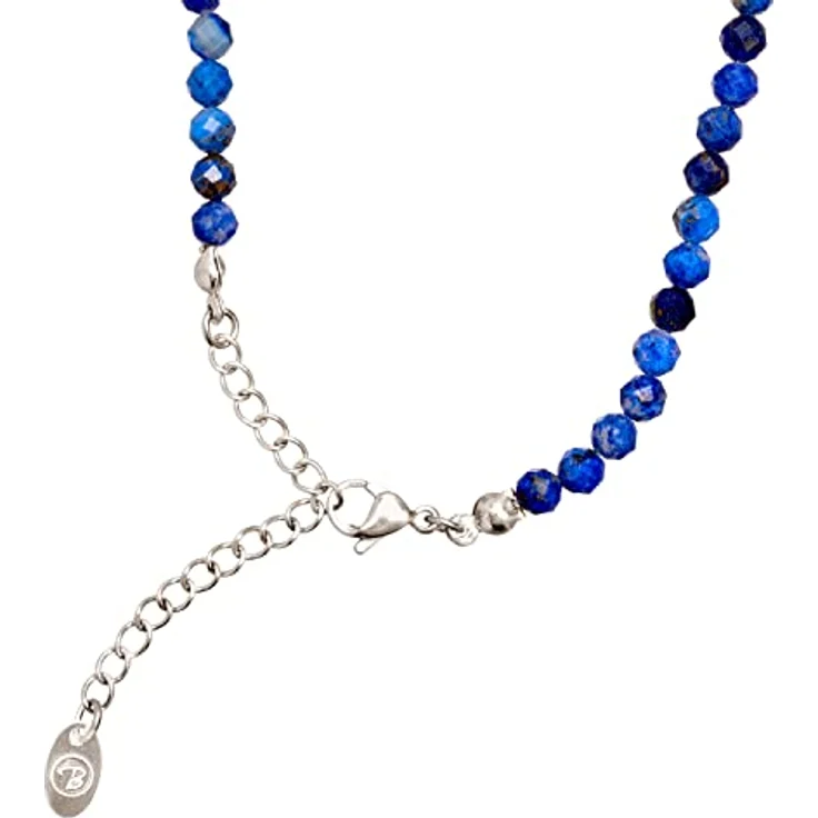 BERGERLIN Lapislazuli Halskette XS-S, echt mit facettierten Perlen, dunkel blau, 925 Sterling Silber – Bild 2