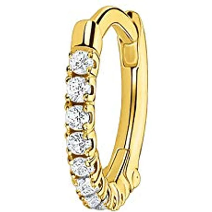 THOMAS SABO Einzel Creole mit weißen Steinen, gold 925 Sterlingsilber, 750 Gelbgold Vergoldung