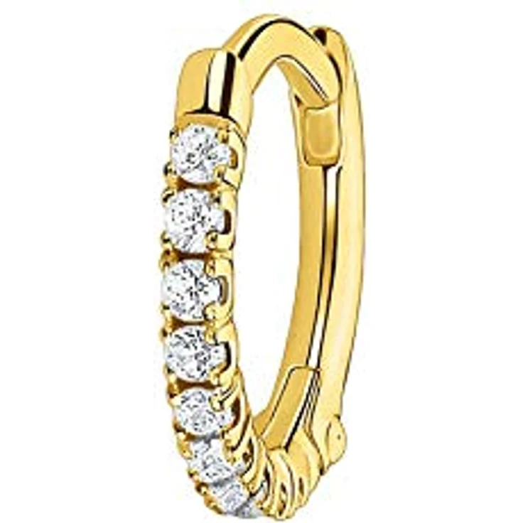 THOMAS SABO Einzel Creole mit weißen Steinen, gold 925 Sterlingsilber, 750 Gelbgold Vergoldung – Bild 1