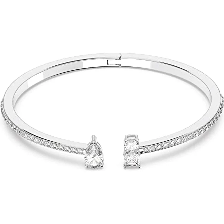 Swarovski Mesmera Armreif, Weiss, Rhodiniert, mit Kristallpavé und tropfenförmigem Element – Bild 1