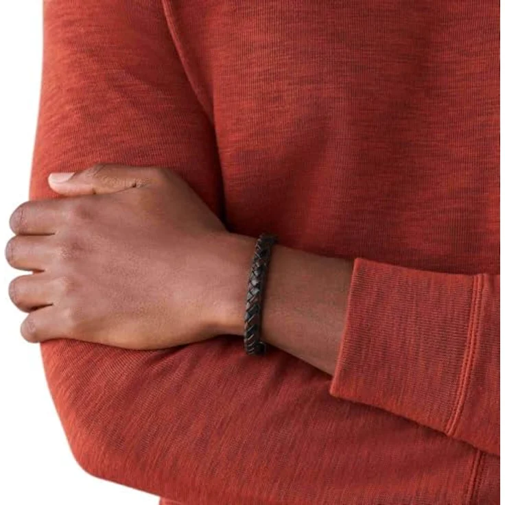 Fossil Herrenarmband JA5932716, 24 cm lang aus geflochtenem braunem und schwarzem Leder – Bild 2