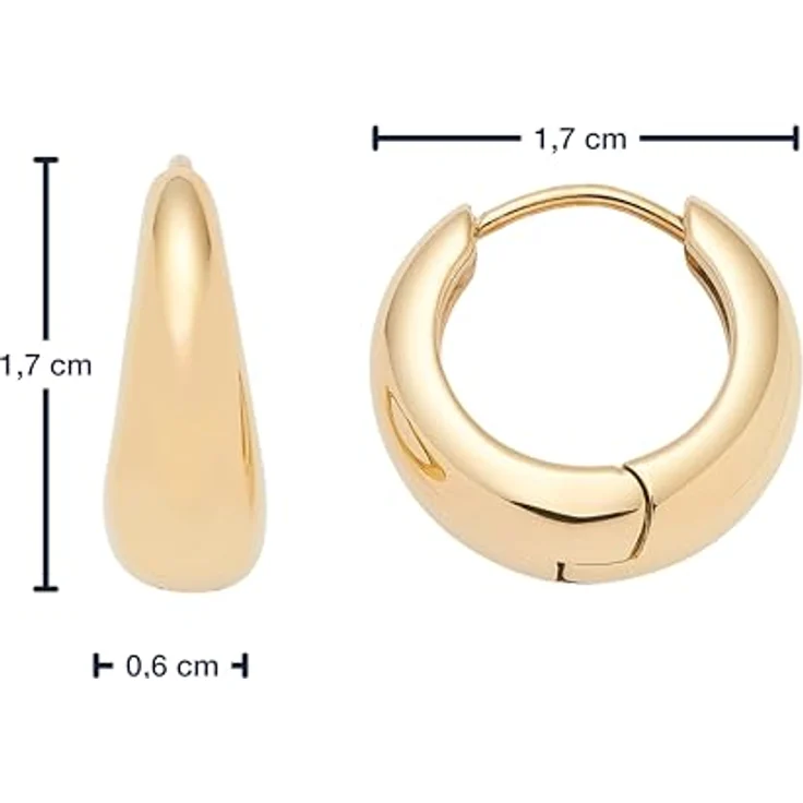 JEWELS BY LEONARDO Ohrringe Ciao Clothilde, 1 Paar goldfarbene Creolen aus Edelstahl, tropfenförmige Klapp-Kreole, allergikerfreundlich und robust, 1,7 x 0,6 x 1,7 cm – Bild 2