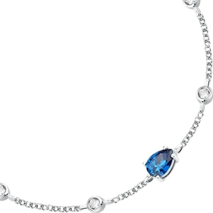 Morellato Armband Tesori SAIW201, verstellbar aus 925er Silber mit 4 weißen und 1 meeresblauem Farbstein, Zirkonia-Dekor – Bild 2