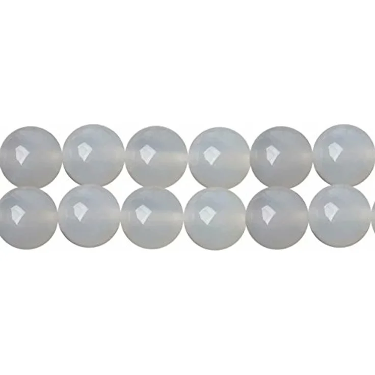 SKYBEADS Natürliche Weiß Achat 6mm Edelsteinperlen, 38cm Strang mit ca. 60 Stück, für Armbänder und Schmuckgestaltung – Bild 1