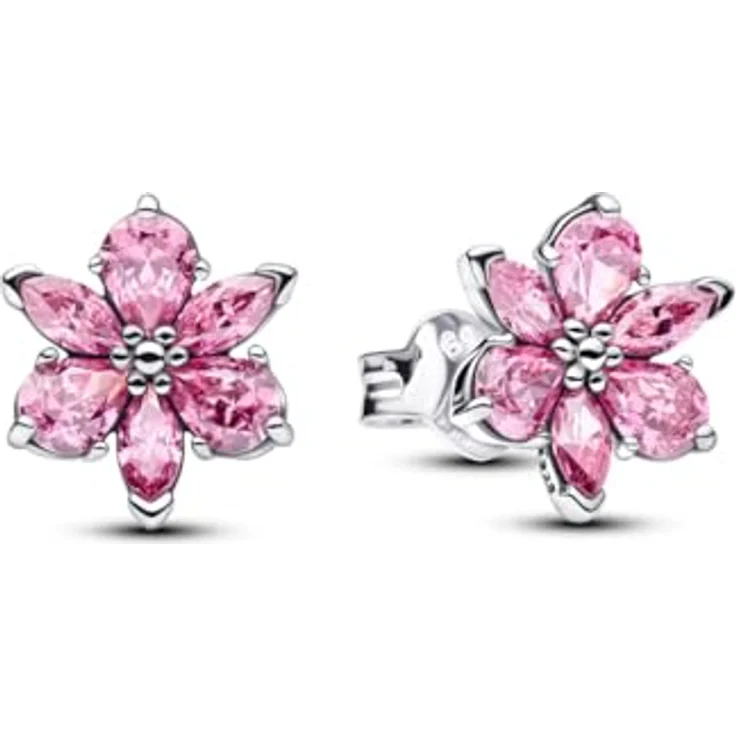 Pandora Ohrstecker Herbarium Blume Rosa, 925 Sterling Silber mit rosafarbenen Cubic Zirkonia in Blütenform, Damen Schmuck, 292633C02 – Bild 1