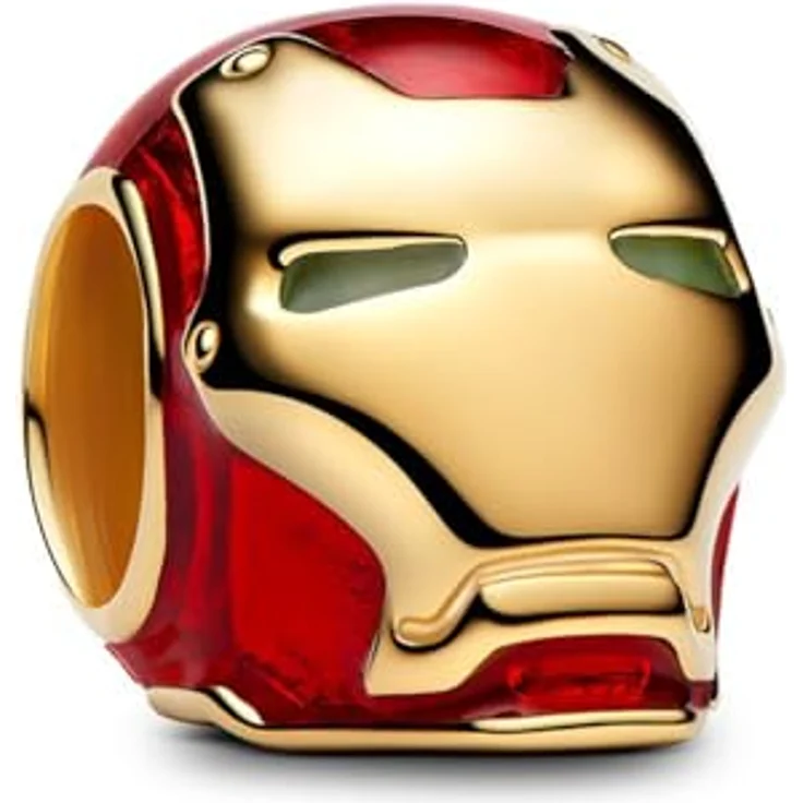 PANDORA Moments Marvel Iron Man Helm Charm, 14K vergoldet mit roter Emaille und Glow-in-the-Dark Augen, kompatibel mit Moments, 764213C01 – Bild 2