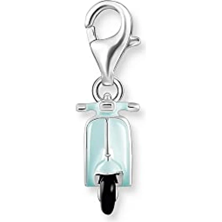 THOMAS SABO Charm-Anhänger türkiser Motorroller, 925er Sterlingsilber mit dreidimensionalem Vintage-Design, 21 x 18 mm, handgesetzte Zirkonia-Steine – Bild 2