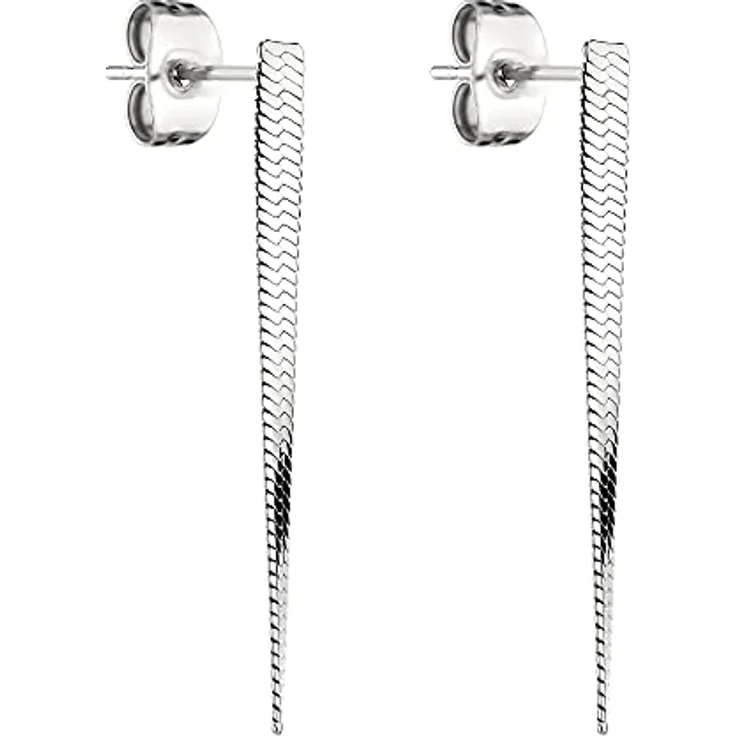 LIEBESKIND Ohrhänger Sleek Chain, Edelstahl mit variabel tragbarem Anhänger, 3 oder 7 cm Länge – Bild 2