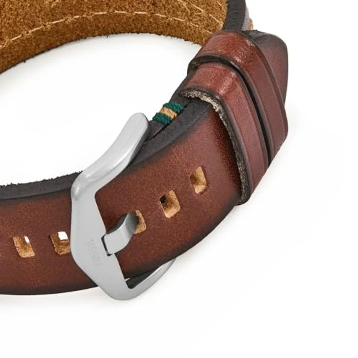 Fossil Everett Herren Armband, braunes Leder, matte Oberfläche, sichere Dornschließe, 261 mm lang, 21 mm breit – Bild 3
