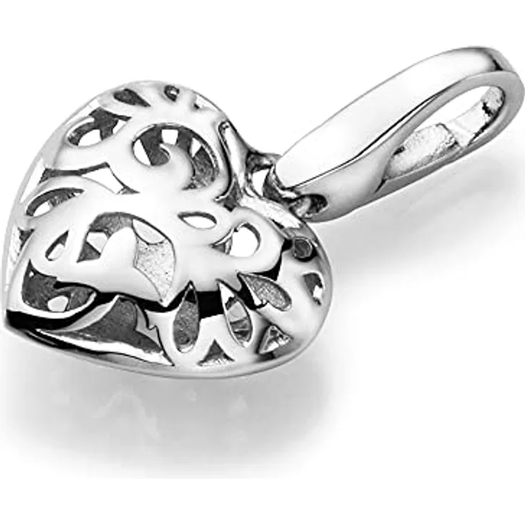Giorgio Martello Milano Charm Herz Durchbrochen mit Ornamenten, 925 Sterling Silber, rhodiniert, Onesize