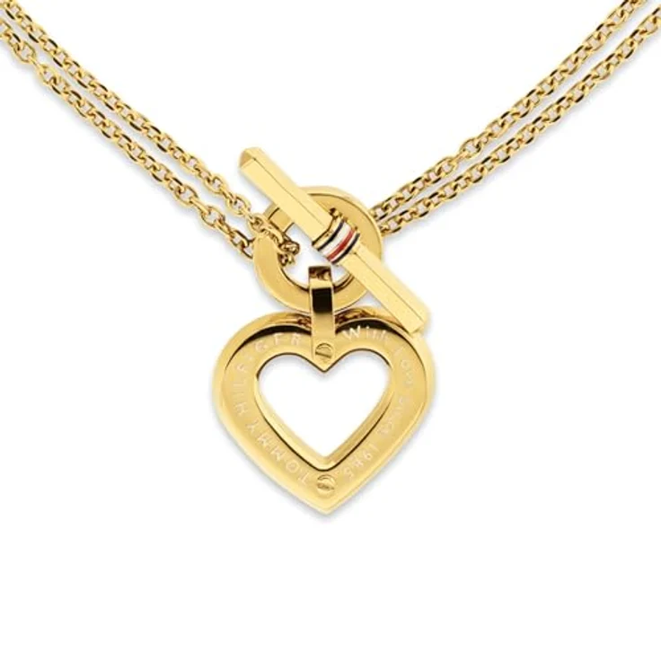 Tommy Hilfiger Jewelry Doppelte Ketten-Halskette für Damen, Gelbgold mit Herz-Anhänger, verstellbare Länge von 43-86 cm, hochwertiger Edelstahl – Bild 2