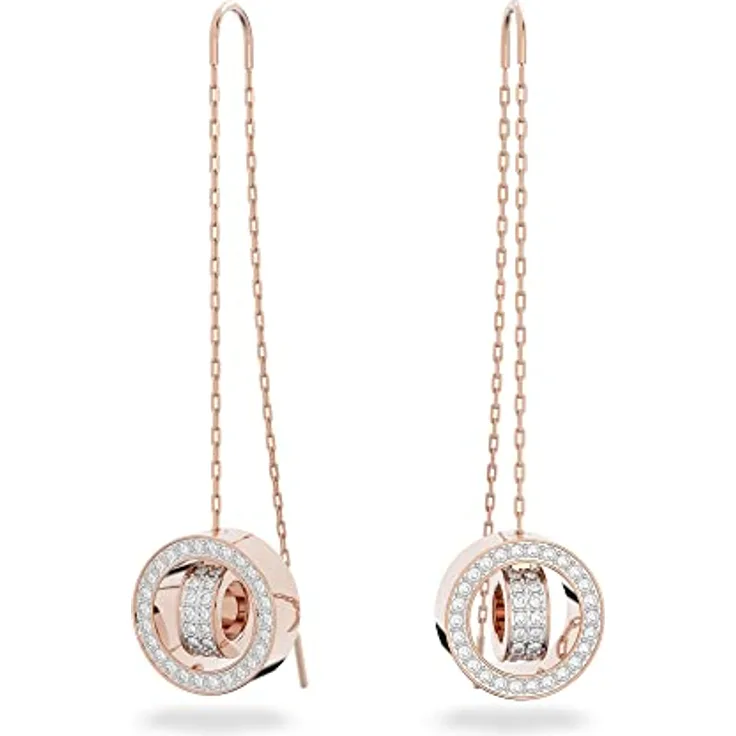 Swarovski Creolen Dextera 5636530, vergoldete Ohrringe mit weißen Swarovski-Kristallen, 1,5 x 1,5 cm