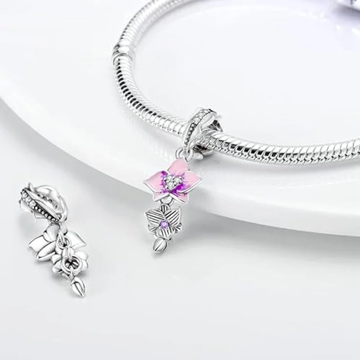 TINSLO Charm Anhänger 925 Sterling Silber, kompatibel mit Pandora Armbändern und Halsketten, Zirkonia-Steine, Geschenk für Frauen und Mädchen – Bild 2