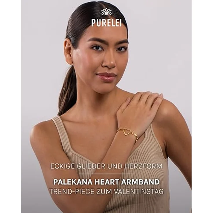 Purelei Palekana Heart Armband (Gold) – Elegantes Damen Armband aus Edelstahl, verstellbar 16-19 cm, hawaiianisch inspiriert & wasserfest – Bild 2