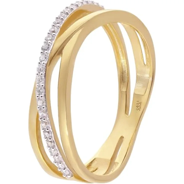 trendor Damenring Gold 333/8K Zirkonia-Ring, 5 mm breit, Ringgröße 52/16,6, elegantes Schmuckstück mit glitzernden Zirkonias