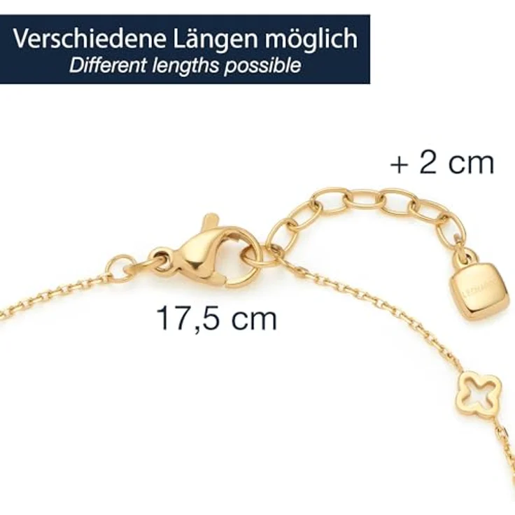 JEWELS BY LEONARDO Armband Ciao Janna, goldfarbene Edelstahl-Kette mit Kleeblatt-Ornamenten, verstellbare Länge 17,5-19,5 cm, allergikerfreundlich, in Geschenkverpackung – Bild 3
