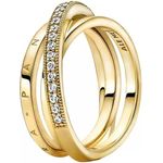 PANDORA Dreifach gekreuzter Pavé-Ring, 14 Karat vergoldet mit Zirkoniasteinen, Moments Collection, Größe: 52