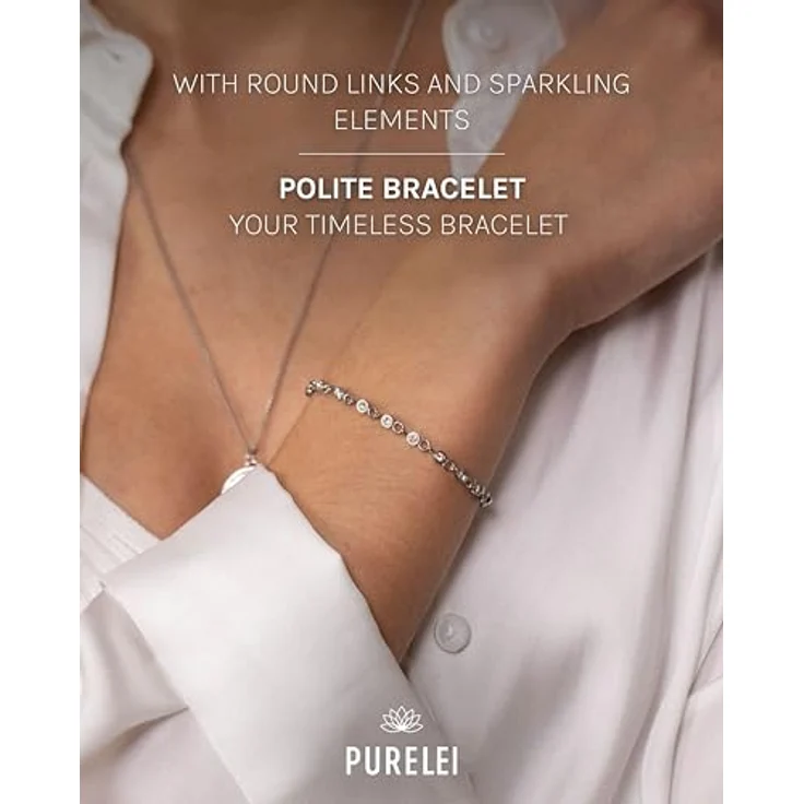 Purelei Polite Armband Silber, Wasserfestes Damen Armband aus Edelstahl mit Edelsteinen, verstellbar von 16-19 cm, Geschenkidee für Frauen – Bild 2