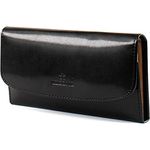 Windrose Merino Schmucktasche, schwarze Lederoptik, hochwertige Handarbeit, 20 cm breit